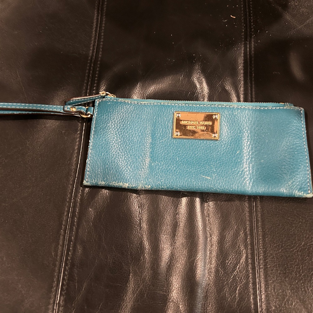 Michael Kors Teal Leather Pouch